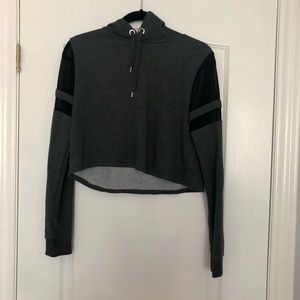 Grey and Black cropped long sweater top